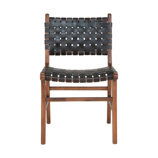 Czarno-brązowe krzesła z drewna tekowego zestaw 2 szt. Perugia – House Nordic-image-1