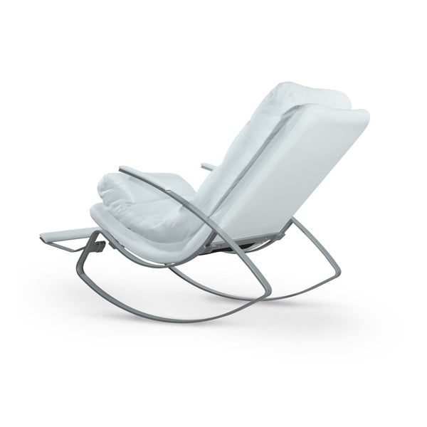 Biały fotel bujany ze skóry ekologicznej Garageeight Rockport-image-3