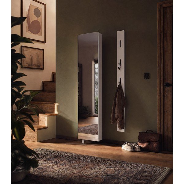 Biała szafka pod przedpokoju 50x195x18 cm Rotary – Germania-image-1