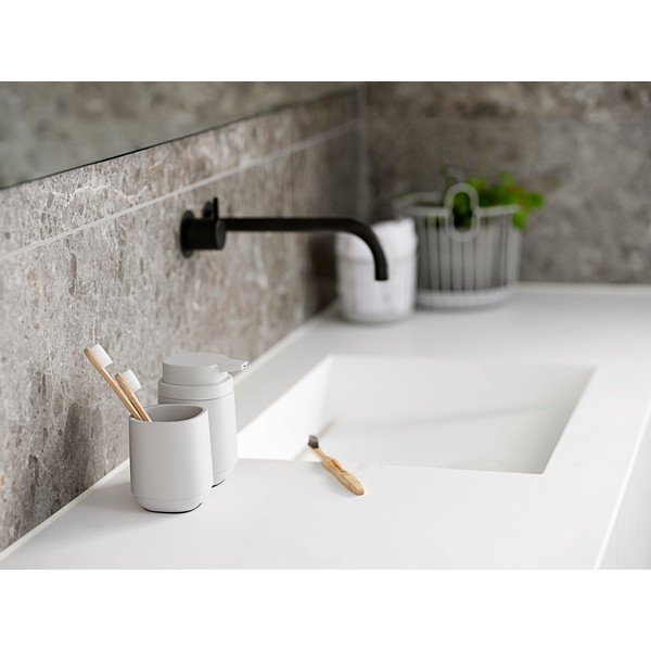 Jasnoszary betonowy kubek na szczoteczki do zębów Time – Zone-image-1