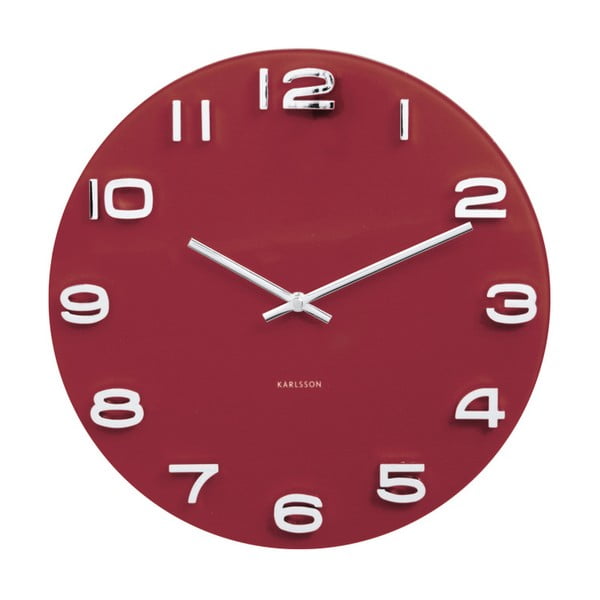 Czerwony zegar Karlsson Time Vintage, ø 35 cm