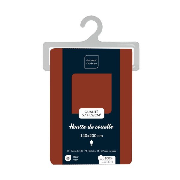 Ceglasta bawełniana poszwa na kołdrę jednoosobowa 140x200 cm Lina – douceur d'intérieur-image-2