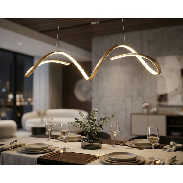 Metalowa lampa wisząca LED w kolorze złota Uter – Mauro Ferretti-image-1