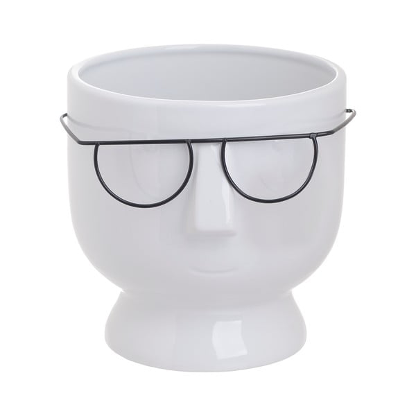 Biały ceramiczny wazon InArt Face, wys. 16 cm