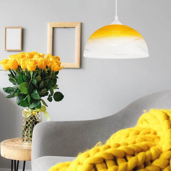 Żółta lampa wisząca ze szklanym kloszem ø 30 cm Sfera – LAMKUR-image-2