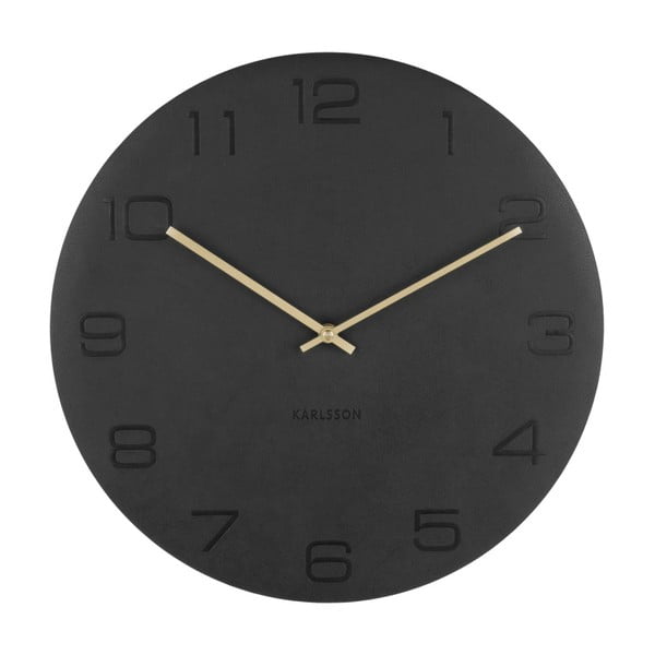 Czarny zegar ścienny Karlsson Vigorous, ⌀ 40 cm