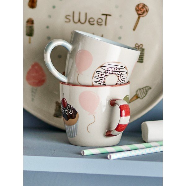 Kremowe kamionkowe kubki dla dzieci zestaw 2 szt. 200 ml Darby – Bloomingville Mini-image-1