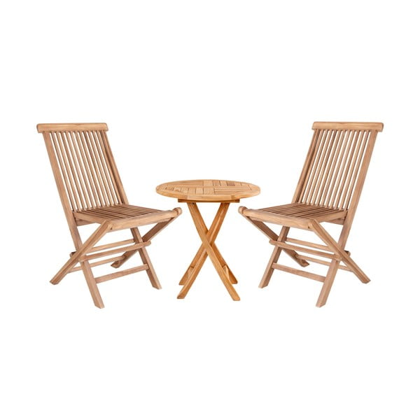 Zestaw ogrodowy z drewna tekowego dla 2 osób z krzesłami Toledo i stołem Oviedo, ⌀ 70 cm