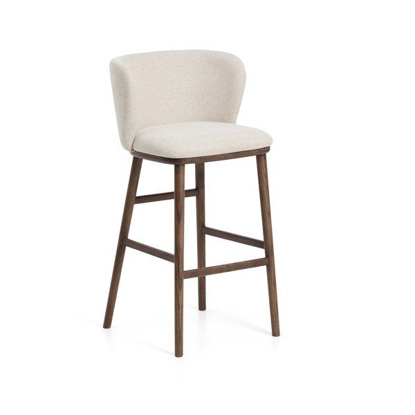 Beżowy tapicerowany hoker (wysokość siedziska 75 cm) Ciselia – Kave Home