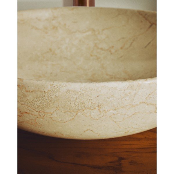 Beżowa kamienna okrągła umywalka ø 40 cm Darnen – Kave Home-image-2