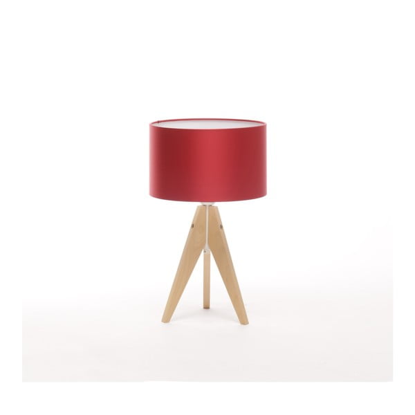 Czerwona lampa stołowa Artist, brzoza, Ø 25 cm