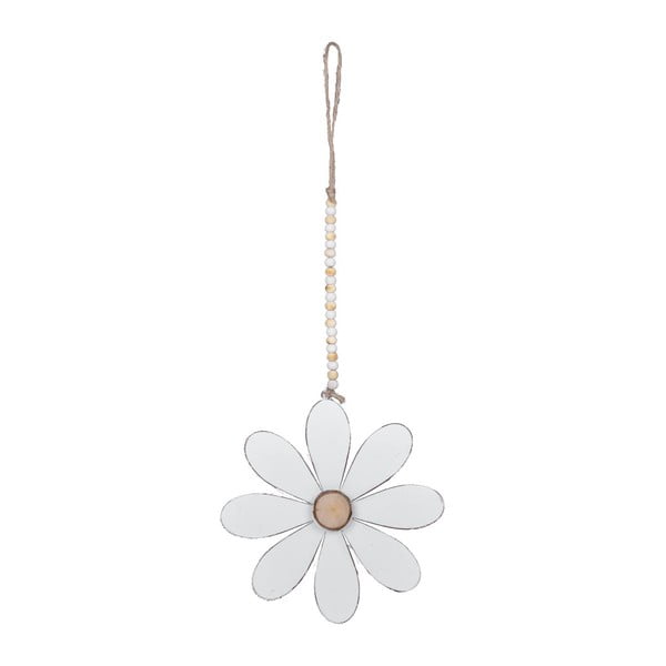 Biała metalowa dekoracja wisząca w kształcie kwiatka Ego Dekor, 17x43 cm