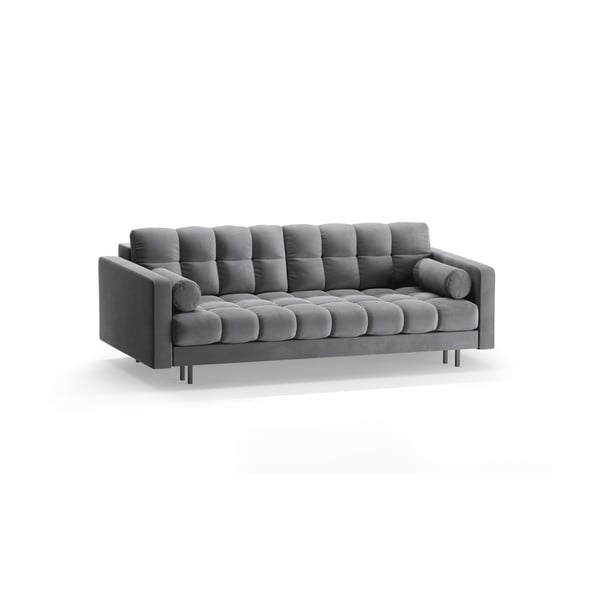 Jasnoszara aksamitna rozkładana sofa ze schowkiem 222 cm Bali – Cosmopolitan Design-image-3