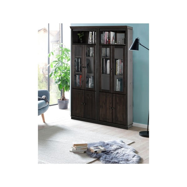 Brązowa witryna z litego drewna sosnowego 148x223 cm Anita – Støraa-image-3