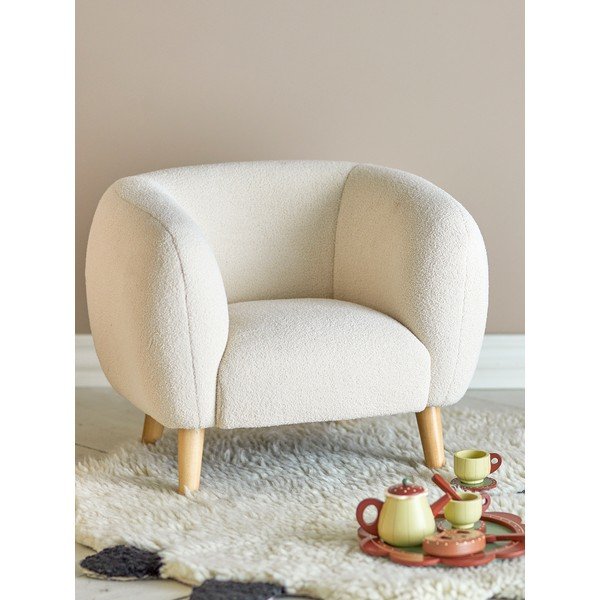 Biały fotel dziecięcy z materiału bouclé Cade – Bloomingville Mini-image-1