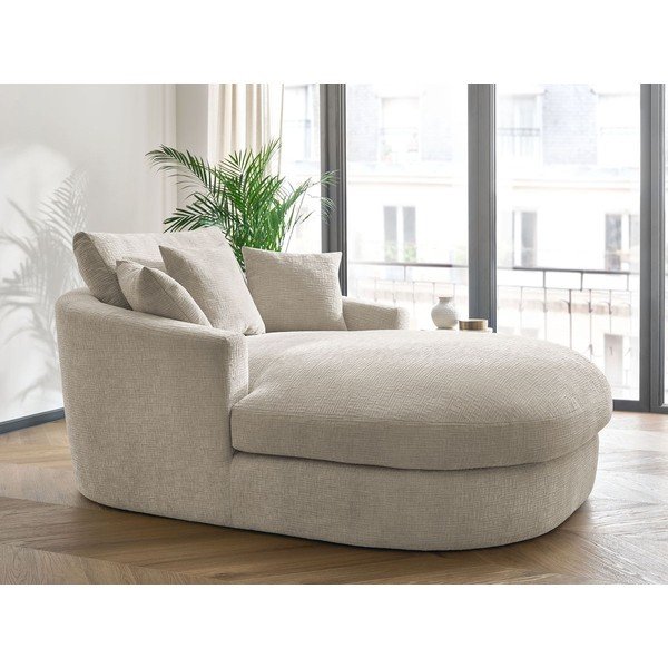 Beżowy fotel z tkaniny szenilowej Belem – Bobochic Paris-image-1