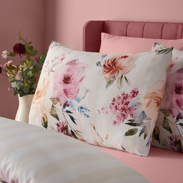 Kremowa pościel jednoosobowa 135x200 cm Floral Stripe – Catherine Lansfield-image-4