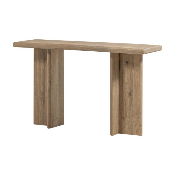 Konsola z litego drewna mango w jasnym naturalnym kolorze 40x80 cm Ato – WOOOD-image-2