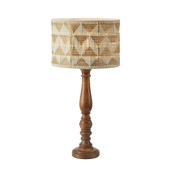 Brązowa lampa stojąca  z jutowo-tekstylnym kloszem (wysokość 62,5 cm) Ano – Markslöjd