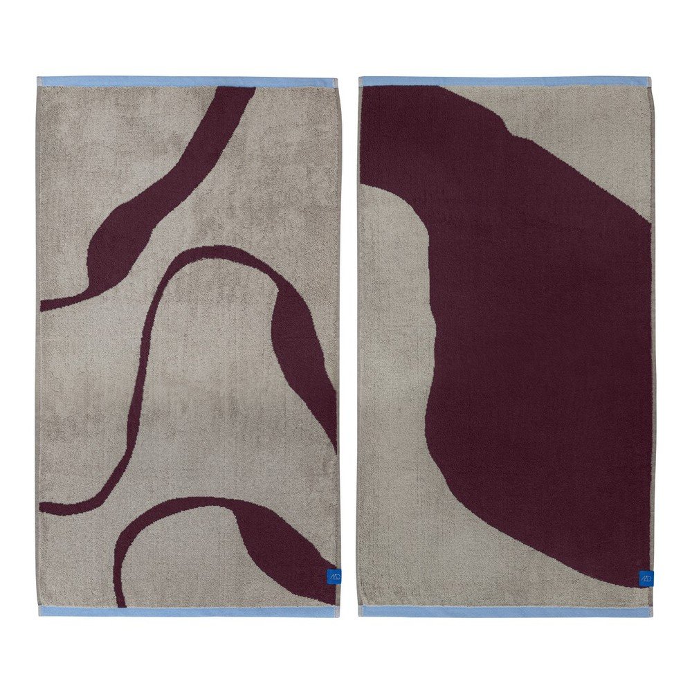Bordowo-szarobeżowe ręczniki z bawełny organicznej frotte zestaw 2 szt. 50x90 cm Nova Arte  – Mette Ditmer Denmark