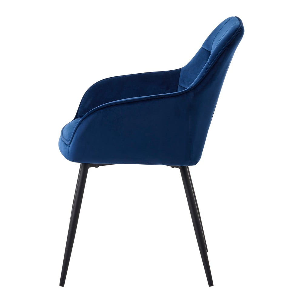 Ciemnoniebieskie tapicerowane fotele jadalniane zestaw z podłokietnikami 2 szt. Nolan Square – Unique Furniture (zdjęcie 5)
