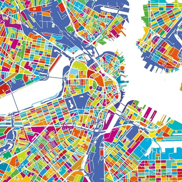 Obraz Homemania Maps Boston, 60x60 cm