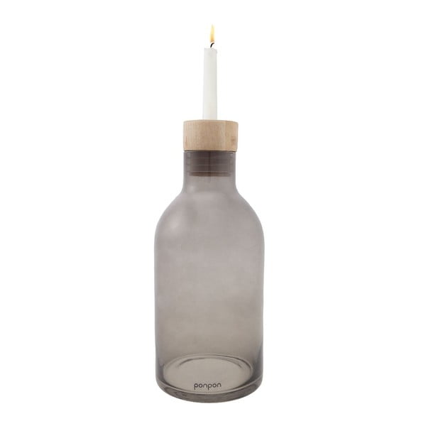 Wazon/świecznik Bottle 25,5 cm, szary