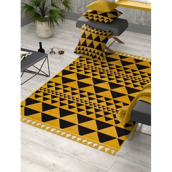 Żółty dywan odpowiedni do prania 200x100 cm − Vitaus-image-1