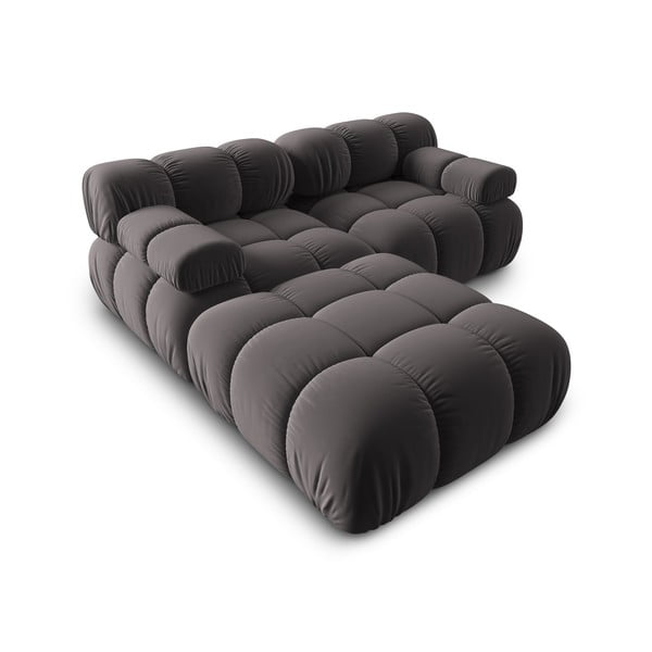 Ciemnoszary aksamitny narożnik Bellis – Micadoni Home-image-4