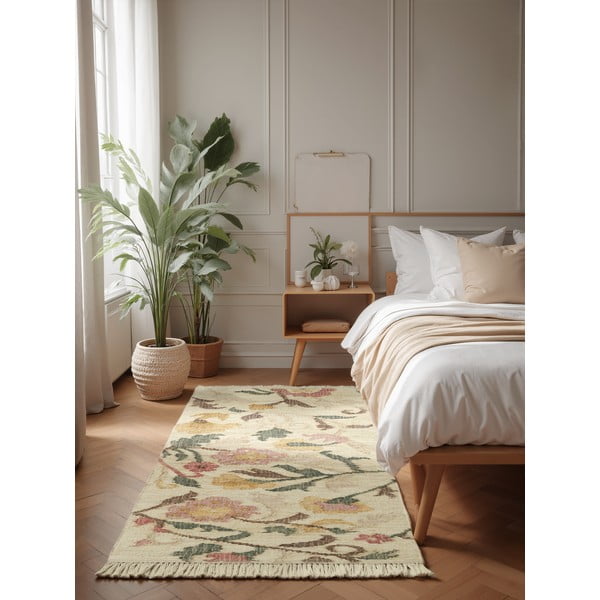 Kremowy chodnik z juty tkany ręcznie 80x200 cm Roya Violette – Elle Decoration-image-1