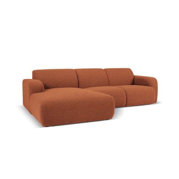 Brązowy narożnik z materiału bouclé (lewostronny) Molino – Micadoni Home-image-2