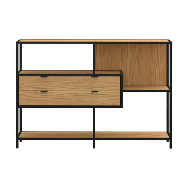 Czarny regał w dekorze dębu 114x78x35 cm Seaford – Actona-image-1