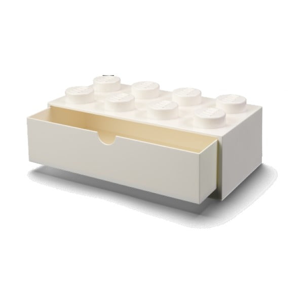 Biała skrzynka na biurko z szufladą Brick - LEGO®-image-1