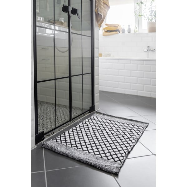 Czarno-biały dywanik łazienkowy z plastiku z recyklingu 50x80 cm Tara – Wenko-image-1