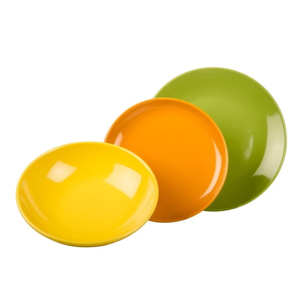 18-częściowy komplet talerzy Kaleidos, zielono-pomarańczowo-żółty