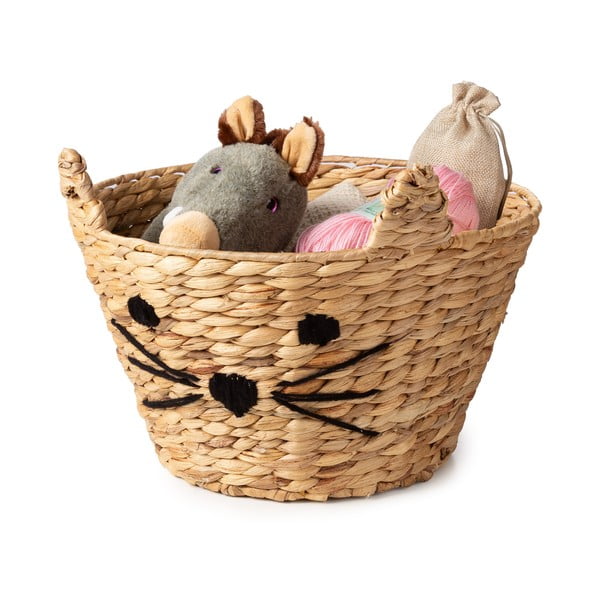 Dziecięcy kosz na zabawki z hiacyntu wodnego w naturalnym kolorze ø 35x26 cm Cat – Compactor-image-1