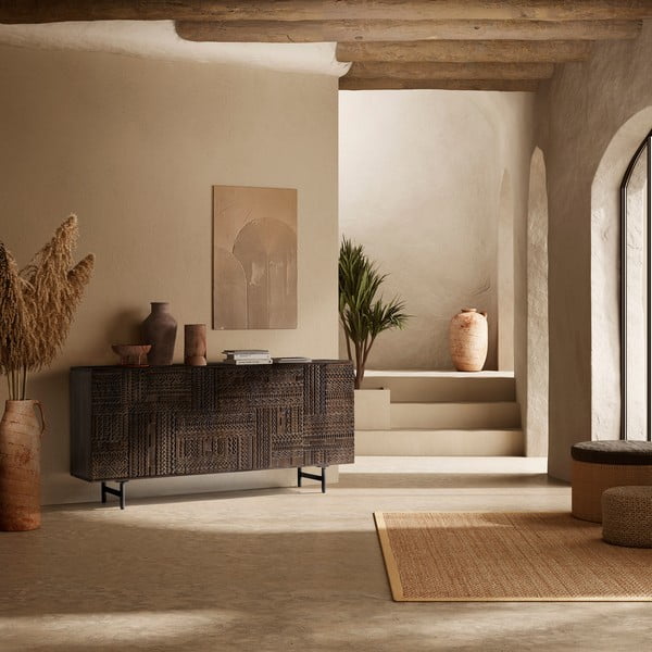 Ciemnobrązowa komoda z litego drewna mango 160x75x40 cm Kalai – MOME-image-1