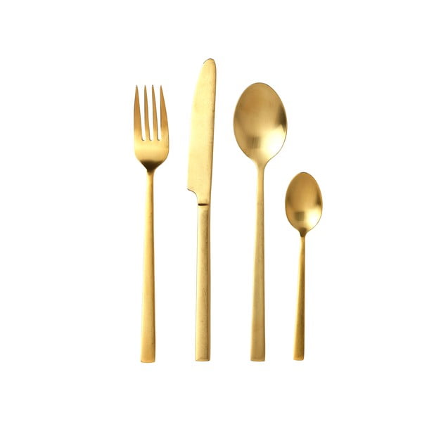 Stalowe sztućce w kolorze mosiądzu 16 szt. Brass – Bitz