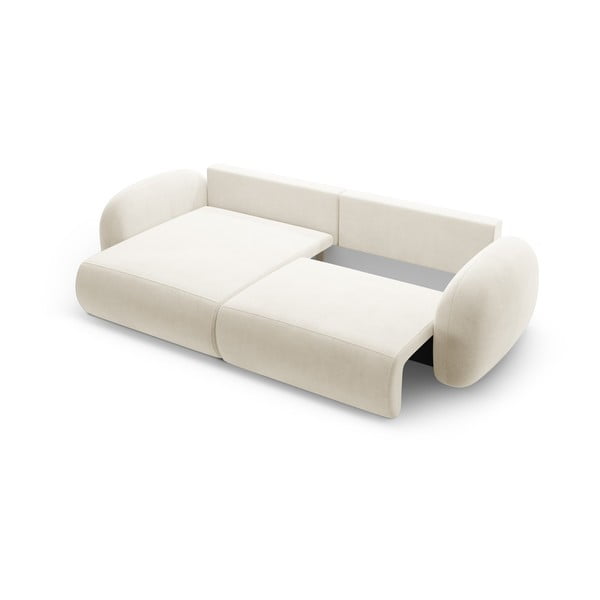 Kremowy aksamitny rozkładany/ze schowkiem narożnik Tonale – Cosmopolitan Design-image-3