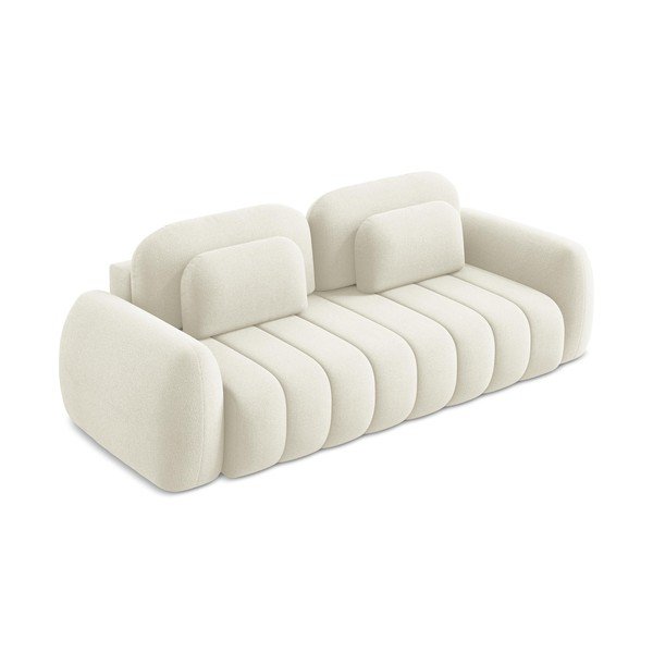 Beżowa sofa rozkładana z materiału bouclé ze schowkiem 266 cm Pele – Makamii-image-2