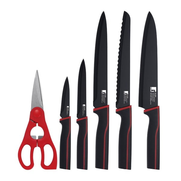 Komplet 5 noży i nożyczek kuchennych Bergner Kyoto