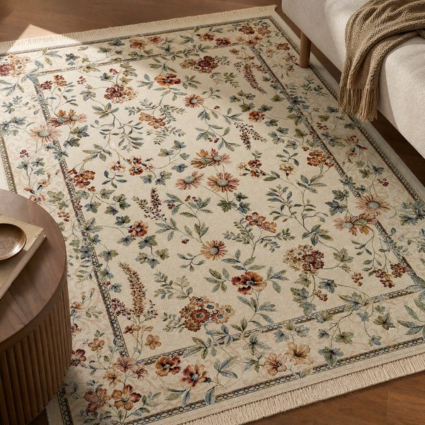 Kremowy dywan z wiskozy 160x230 cm Oriental Flowers – Nouristan-image-1