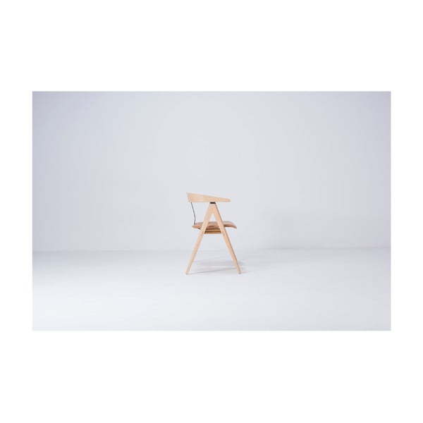 Ławka z drewna dębowego ze skórzanym siedziskiem Gazzda Ava-image-3