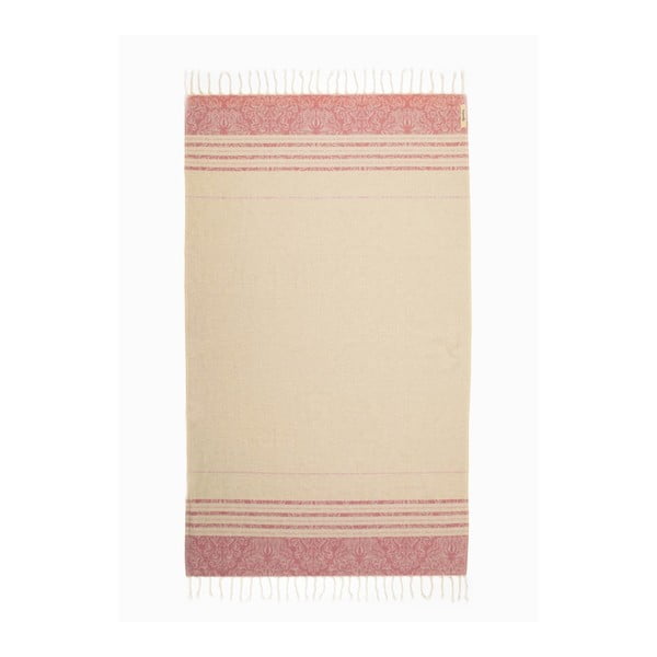 Różowo-biały ręcznik hammam Begonville Fancy, 180x95 cm