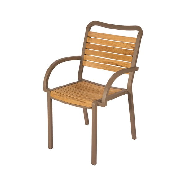 Zestaw 4 krzeseł ogrodowych z drewna tekowego z podłokietnikami Ezeis Typon
