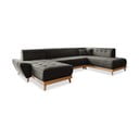 Ciemnoszara rozkładana sofa w kształcie litery "U" Miuform Dazzling Daisy, prawostronna