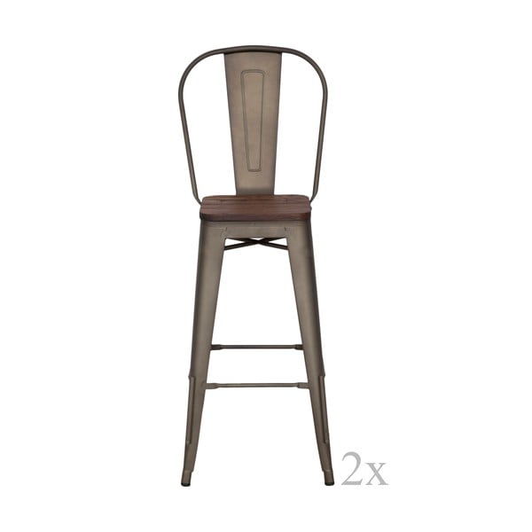 Zestaw 2 czarnych krzeseł barowych Mauro Ferretti Detroit, wysokość 115 cm