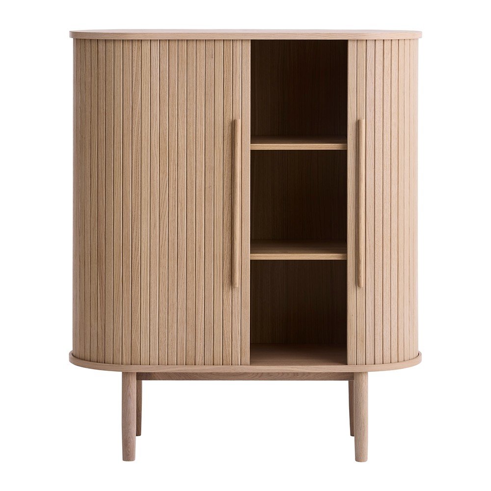 Szafka w dekorze dębu z drzwiami przesuwnymi w jasnym naturalnym kolorze 100x118x40 cm Meta – Unique Furniture (zdjęcie 7)