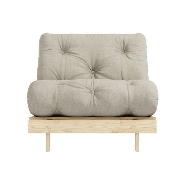 Szarobeżowy rozkładany lniany fotel Roots – Karup Design-image-3