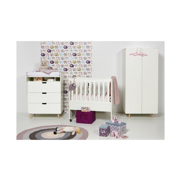 Białe dziecięce łóżeczko na kółkach ze zdejmowanym oparciem bocznym Manis-h, 89x44 cm-image-4